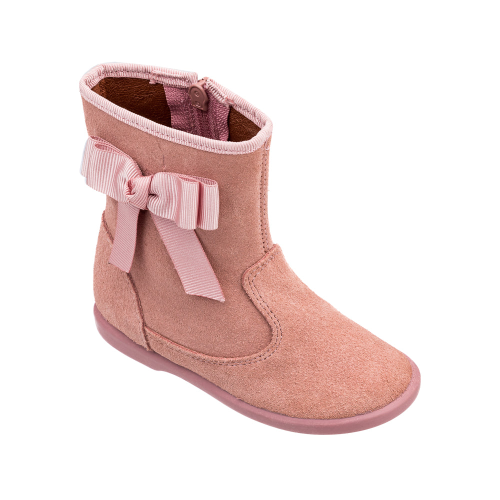 Boots with Bow Suede Pink