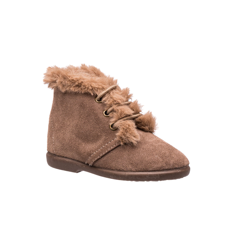 Teddy Bootie with Laces Suede Mink