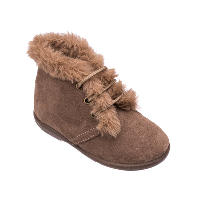 Teddy Bootie with Laces Suede Mink
