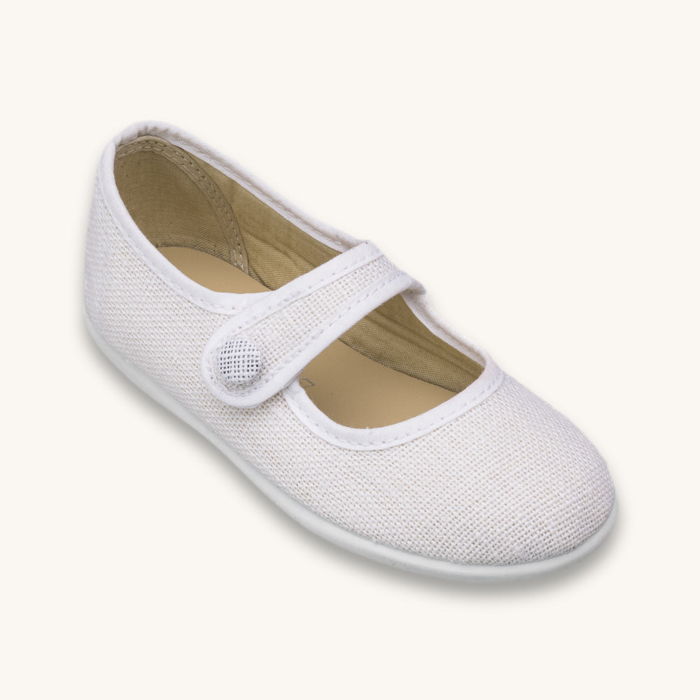Linen Mary Jane | White