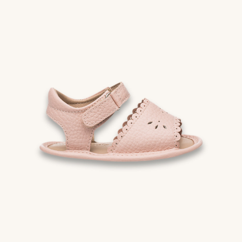 Baby Scallop Sandal | Pink Leather
