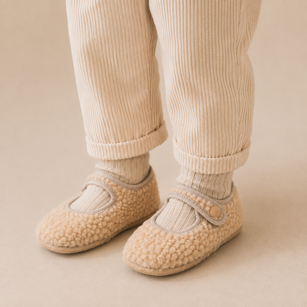 Merceditas de borreguito beige para bebé
