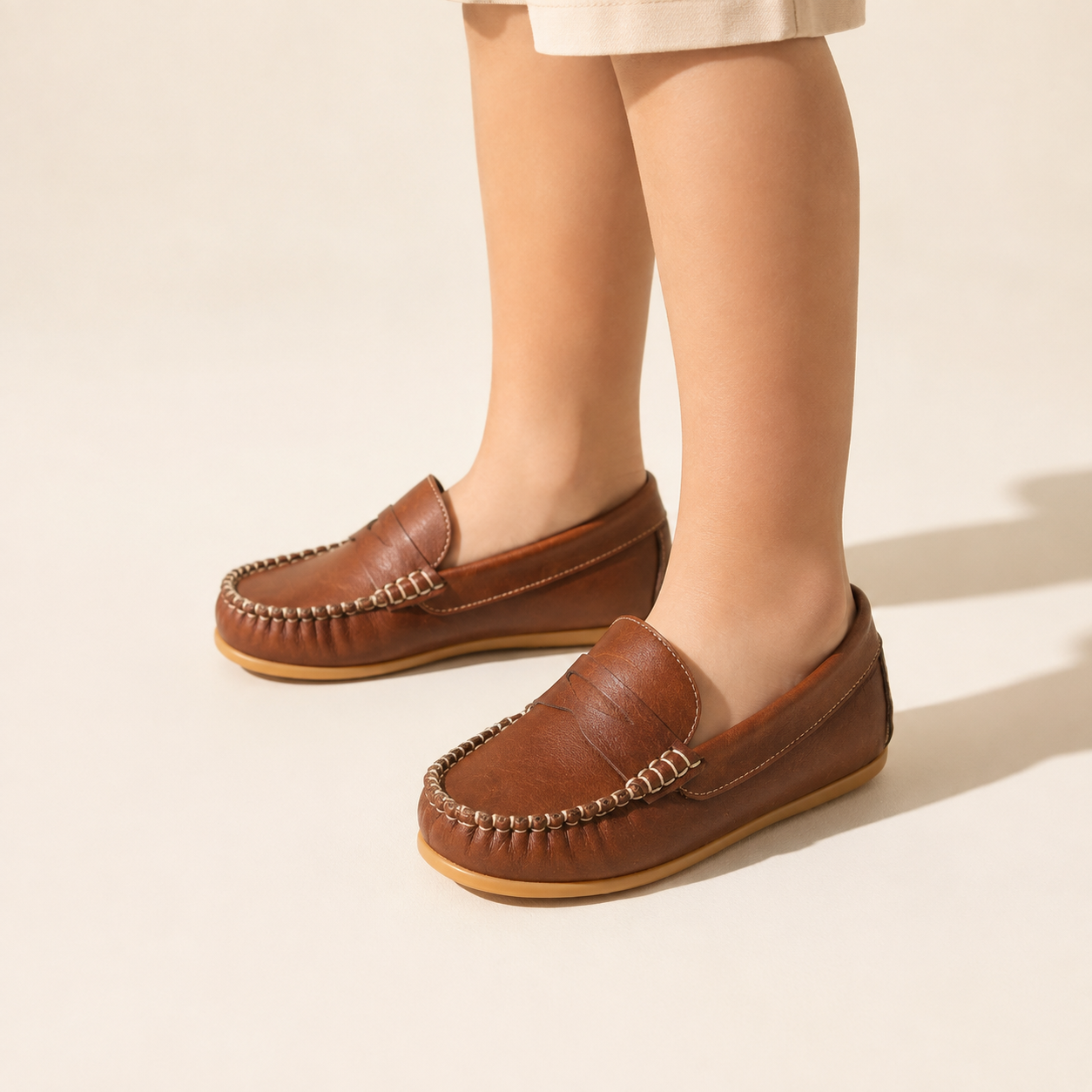 Toddler Alex Driver Moccasin | Natural Brown Leather