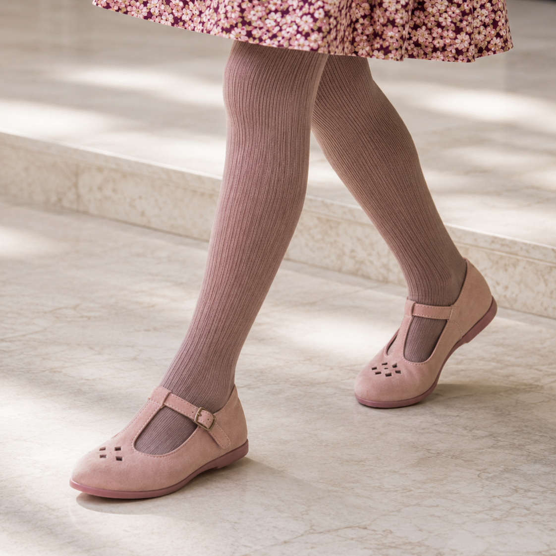 Suede T-Bar Mary Jane | Rose