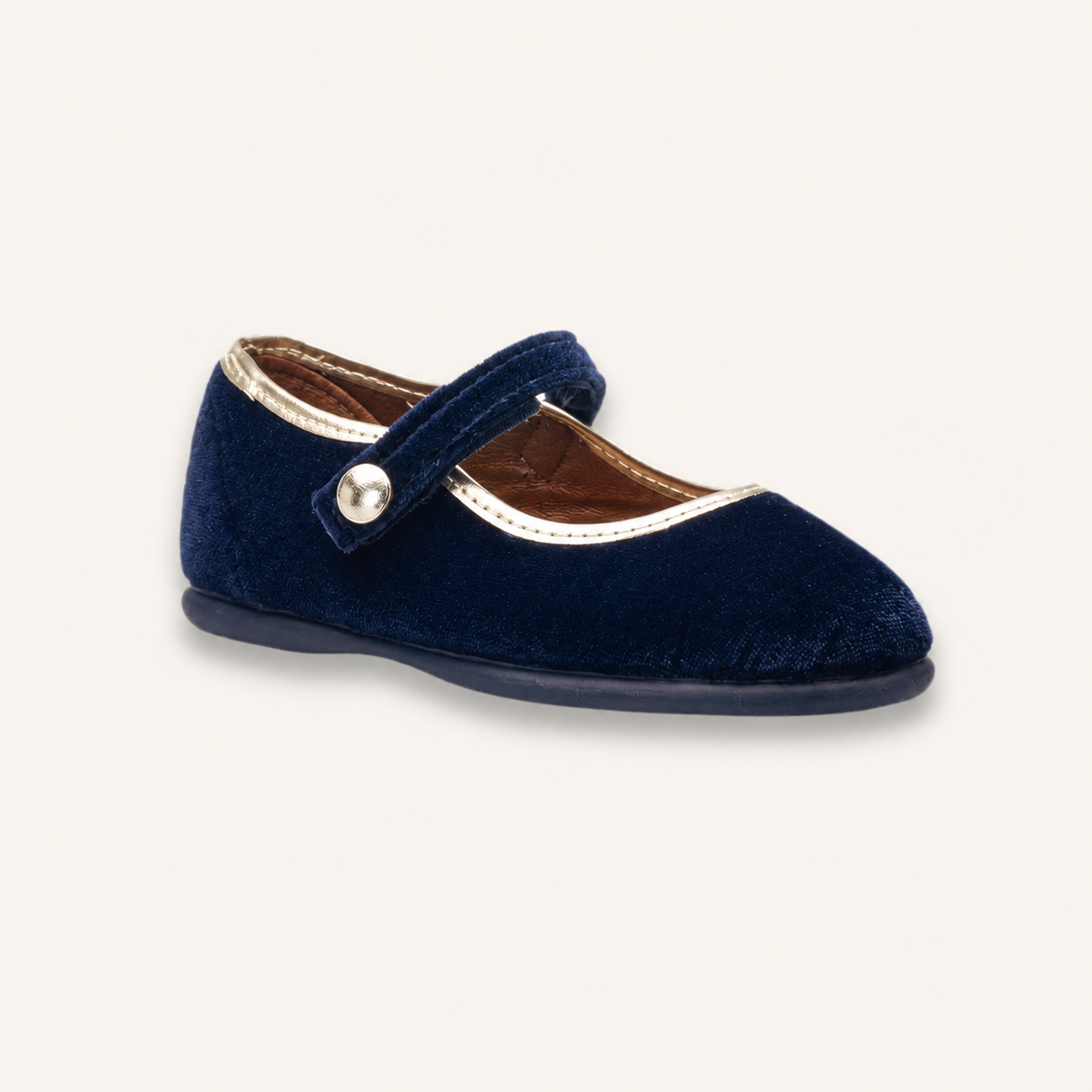 Golden Trim Mary Jane | Navy Velvet