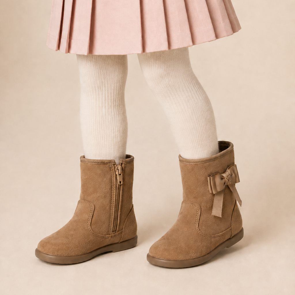 Boots with Bow Suede | Beige