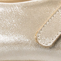 Elephantito - Shiny pale gold leather Mary Jane shoe with smooth texture and detailed stitching.