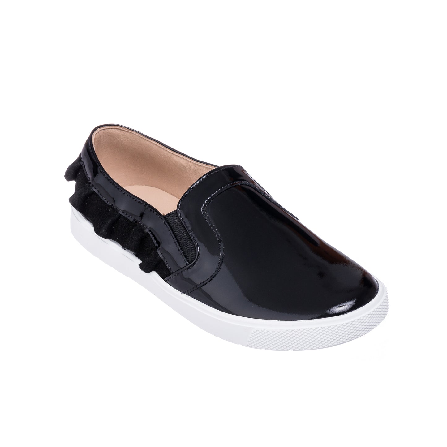 Ruffled Slip-On Patent Black