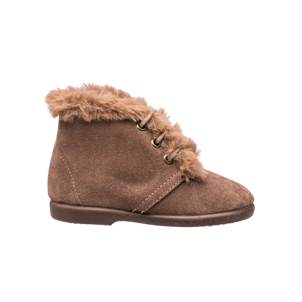 Teddy Bootie with Laces Suede Mink