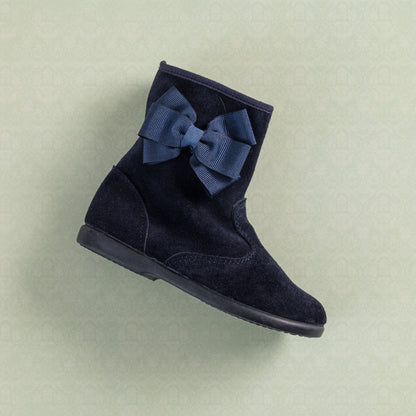 Boots with Bow Suede Navy