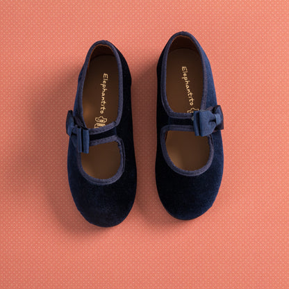 Velvet Bow Mary Jane Navy