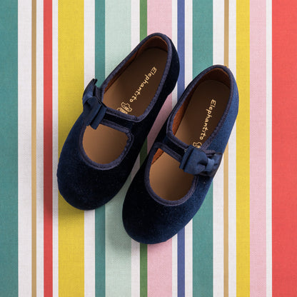 Velvet Bow Mary Jane Navy