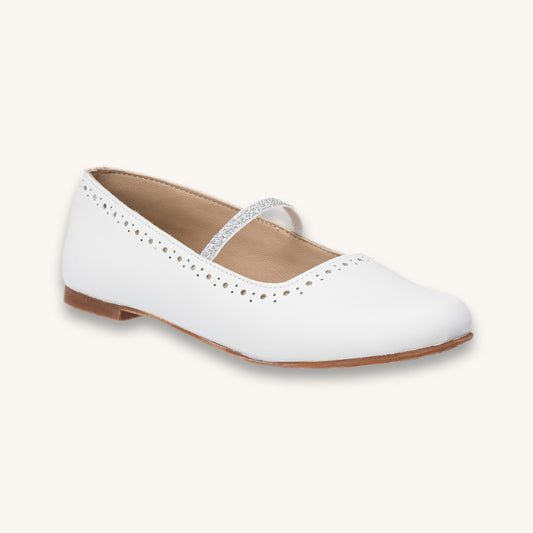Sasha Ballet Flat | White Leather