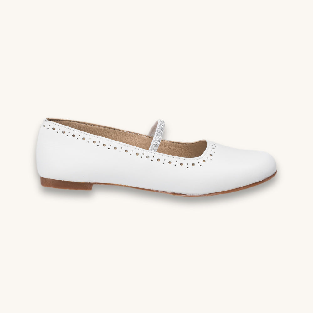 Sasha Ballet Flat | White Leather