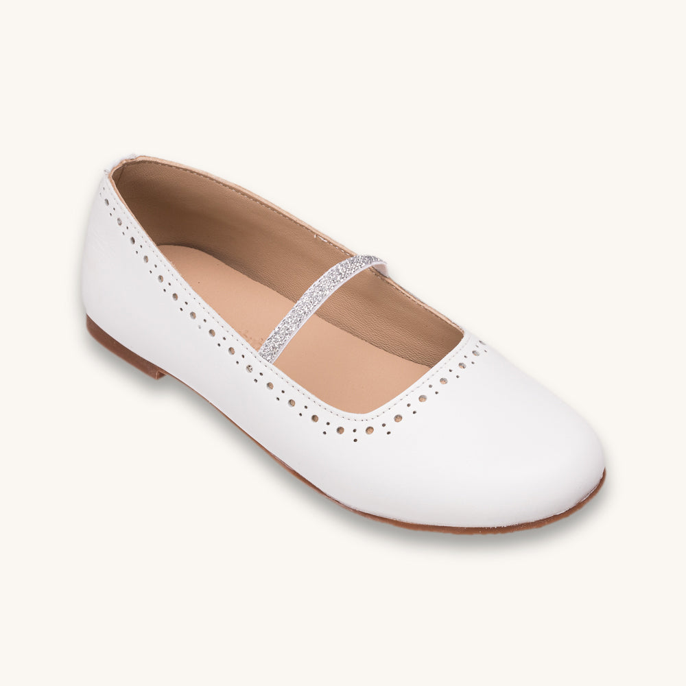Sasha Ballet Flat | White Leather