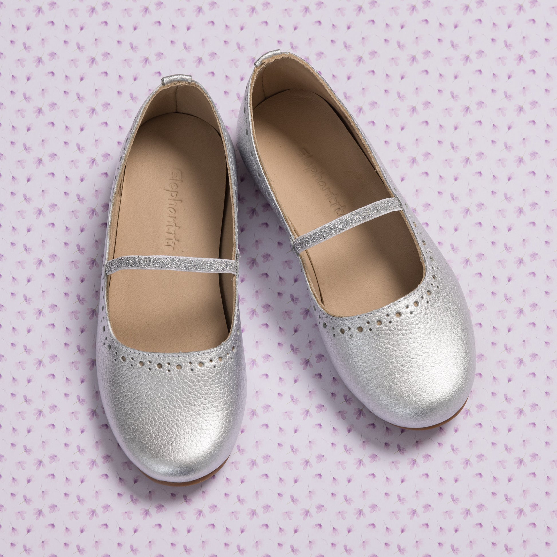 Luxury Silver Leather Ballerina Shoes for Little Girls for special events – Elephantito Luxury Silver Leather Ballerina Shoes for Little Girls for special events – Elephantito