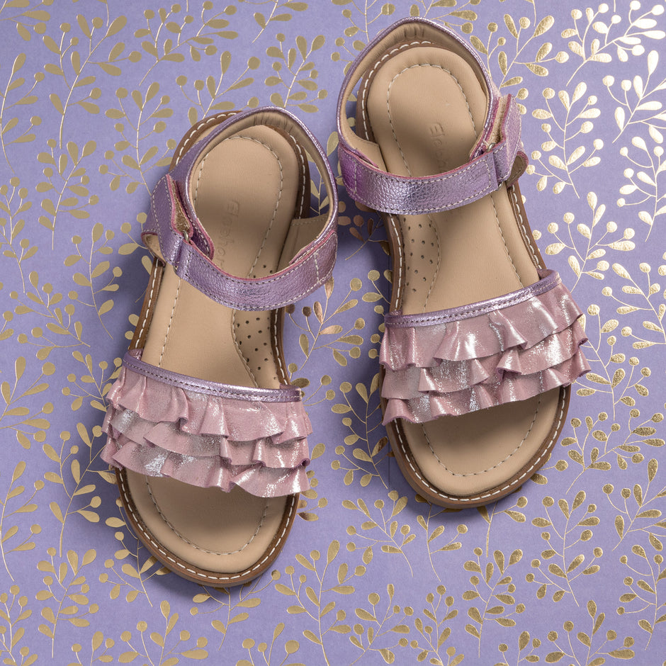 Elephantitio Girls Shoes - Classic Scallop Sandals - White