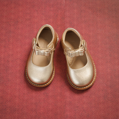 Mary Jane with Bow Toddler Gold
