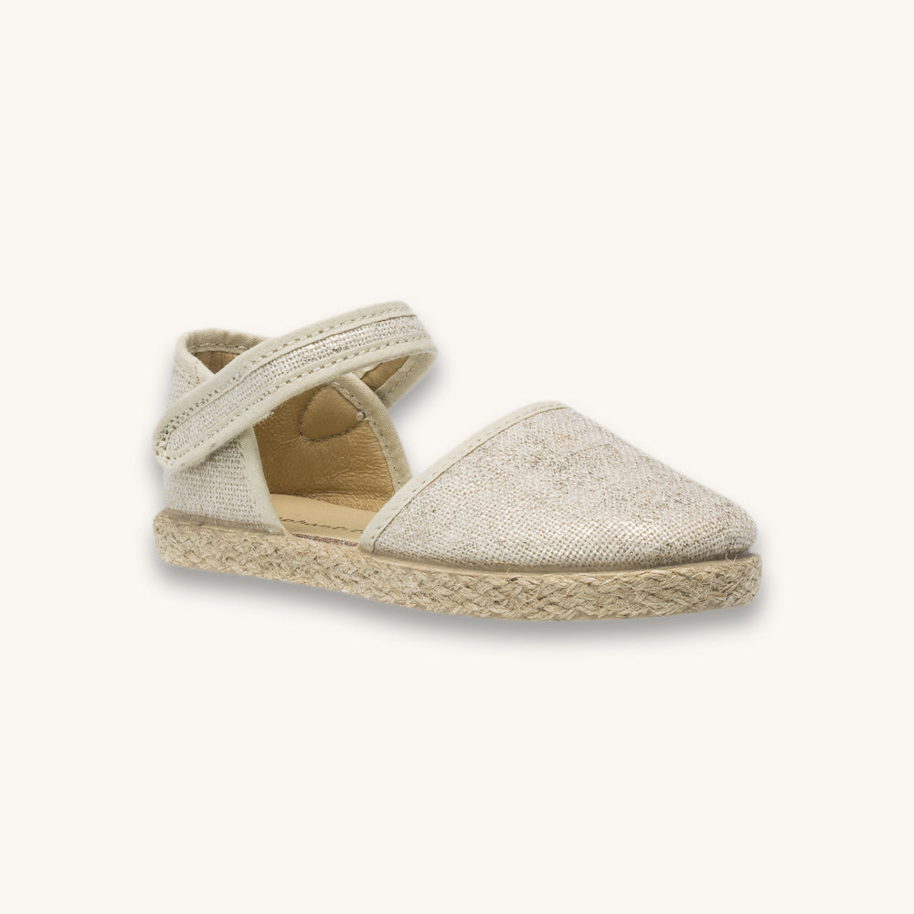 Espadrilles classiques en lin blanc métallisé