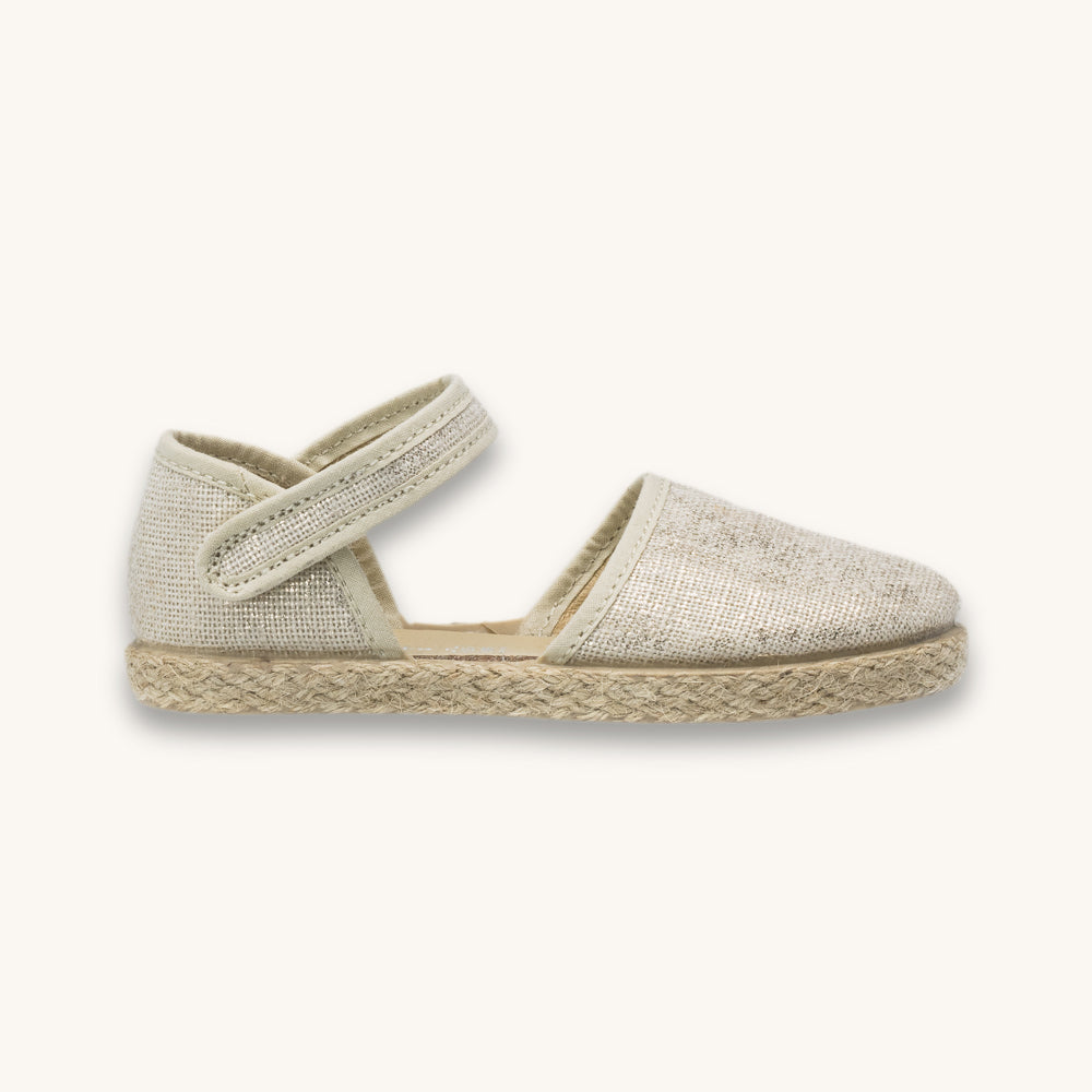 Espadrilles classiques en lin blanc métallisé