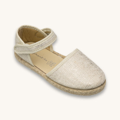 Espadrilles classiques en lin blanc métallisé