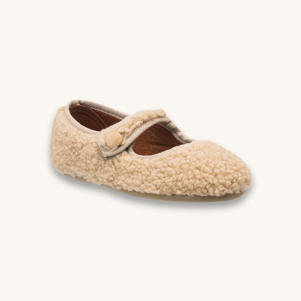 Mary Jane en peau lainée beige