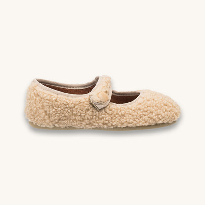 Mary Jane en peau lainée beige