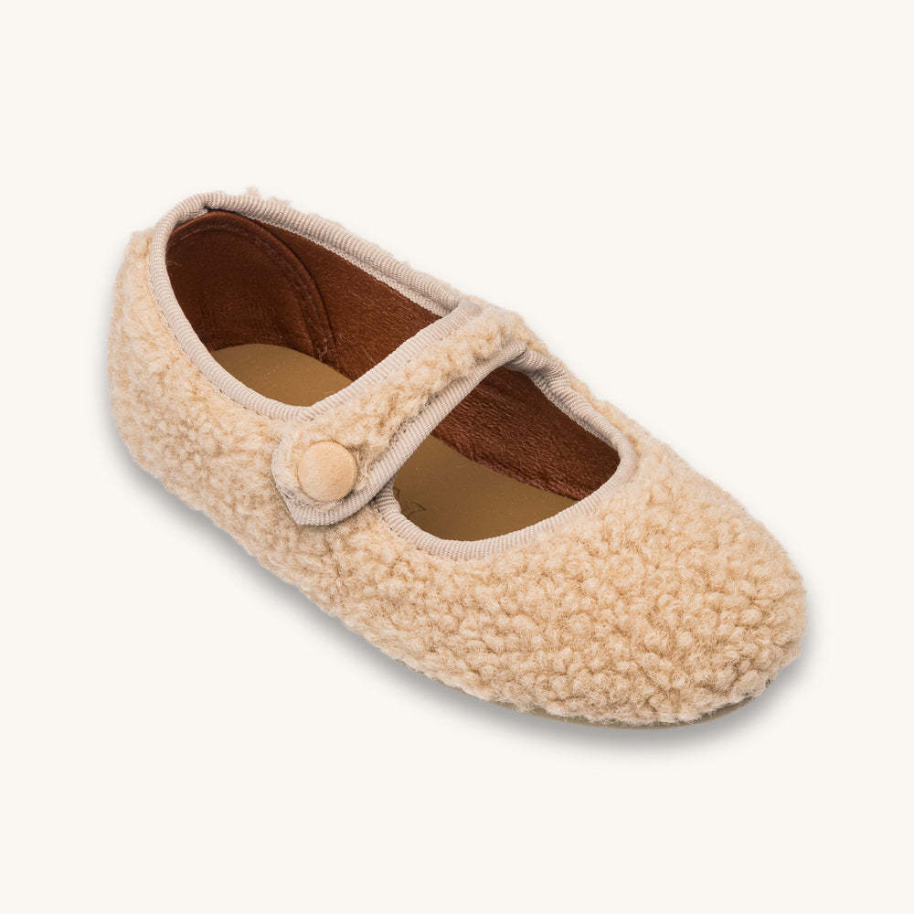 Mary Jane en peau lainée beige