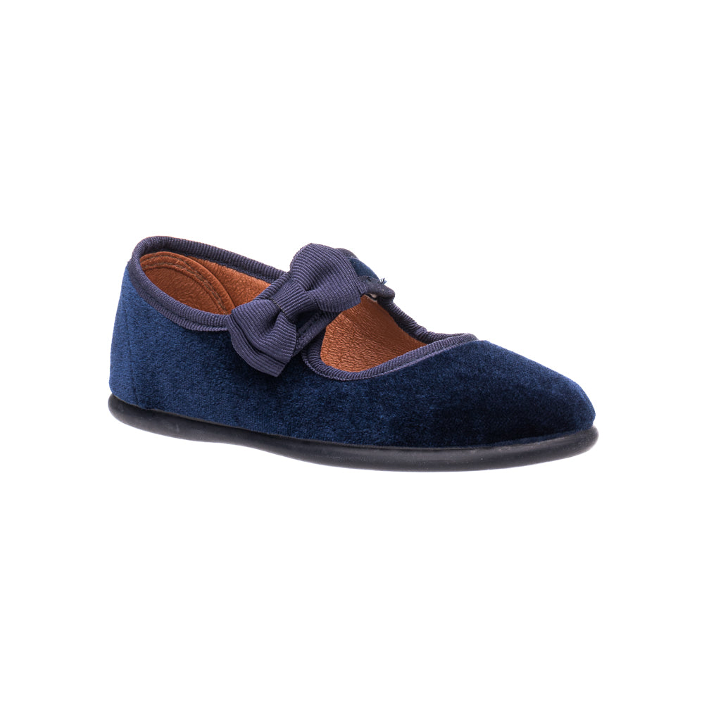 Velvet Bow Mary Jane Navy