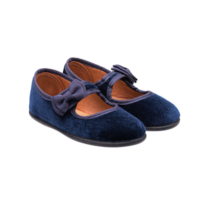 Velvet Bow Mary Jane Navy