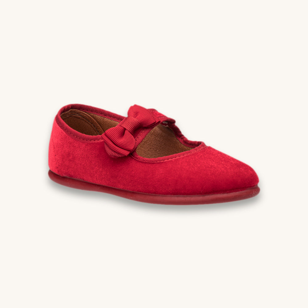 Velvet Bow Mary Jane | Red