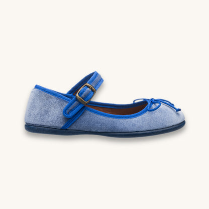 Ellis Velvet Ballet Flat | French Blue