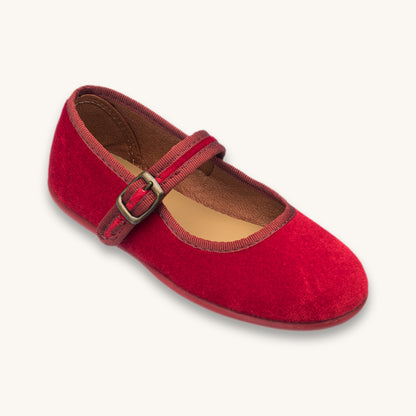 Isa Velvet Mary Jane | Red