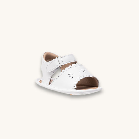Baby Scallop Sandal | White Leather
