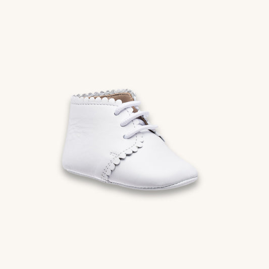 Baby Scalloped Bootie | White Leather