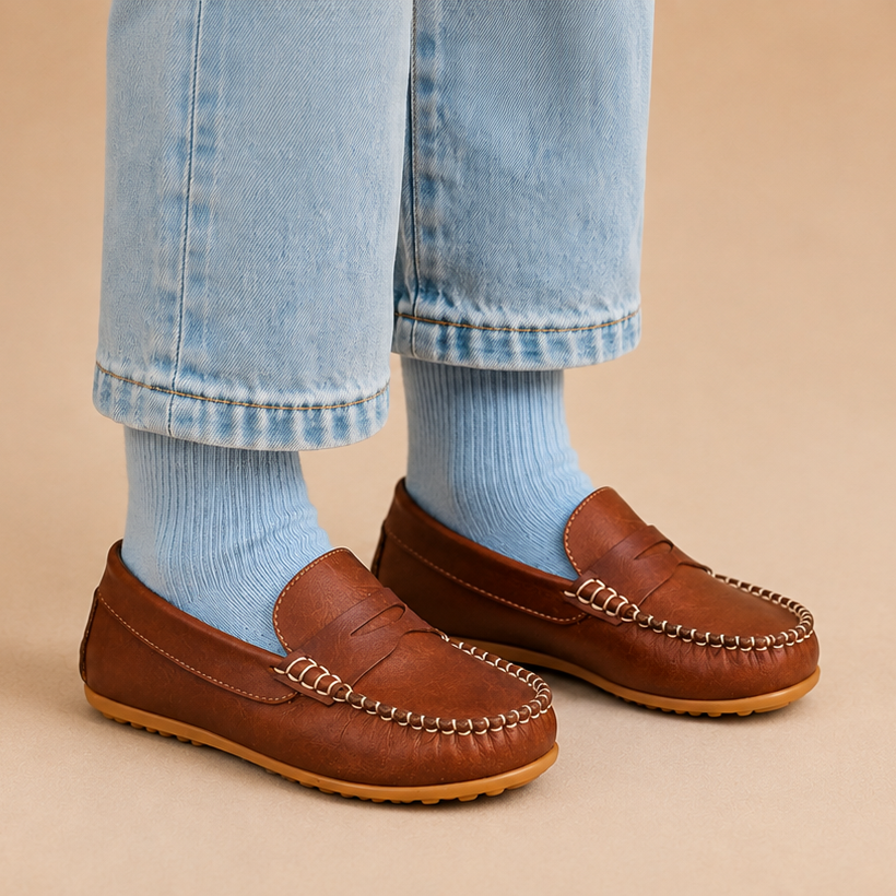 Alex Driver Moccasin | Natural Brown Leather