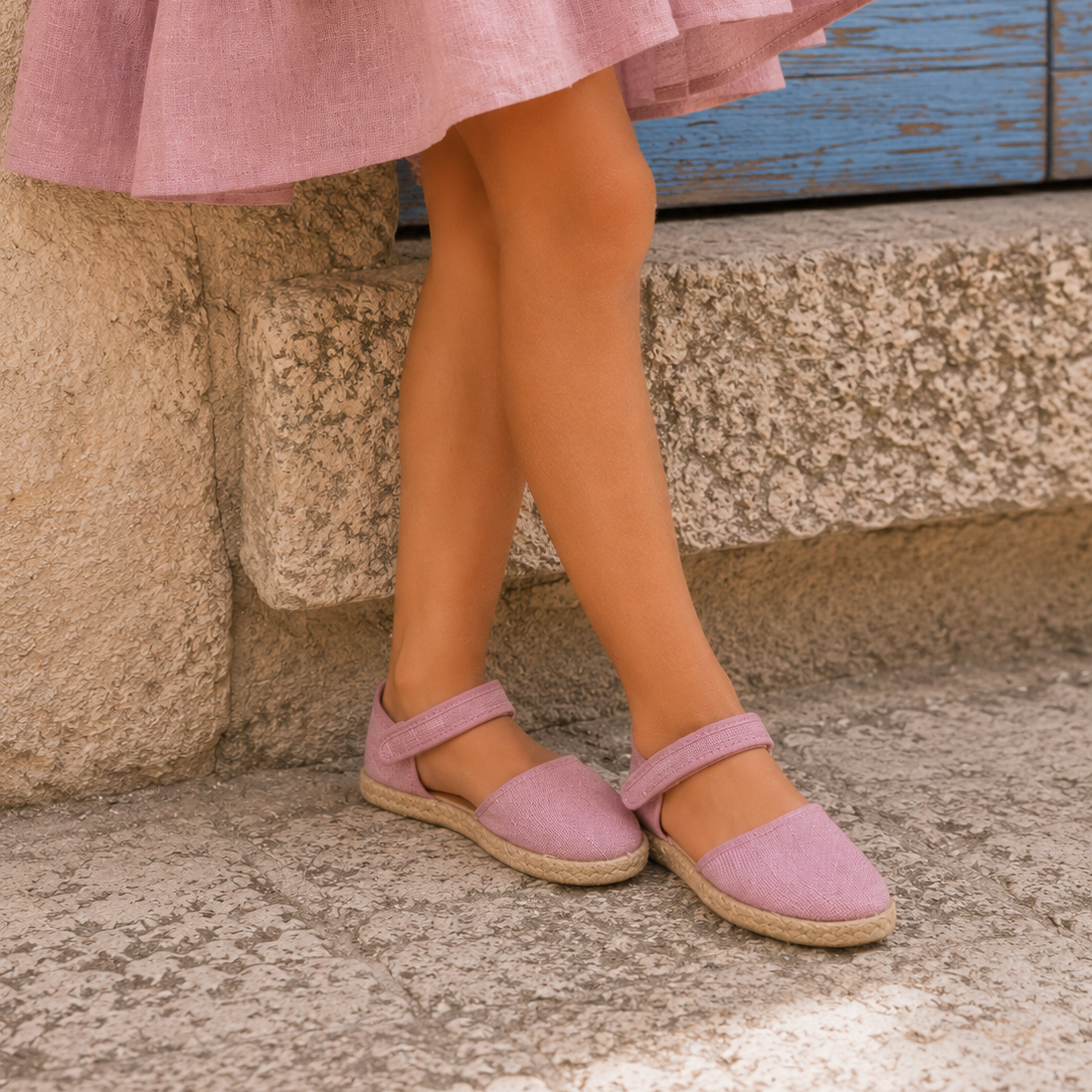 Espadrilles classiques en lin mauve