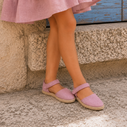 Espadrilles classiques en lin mauve