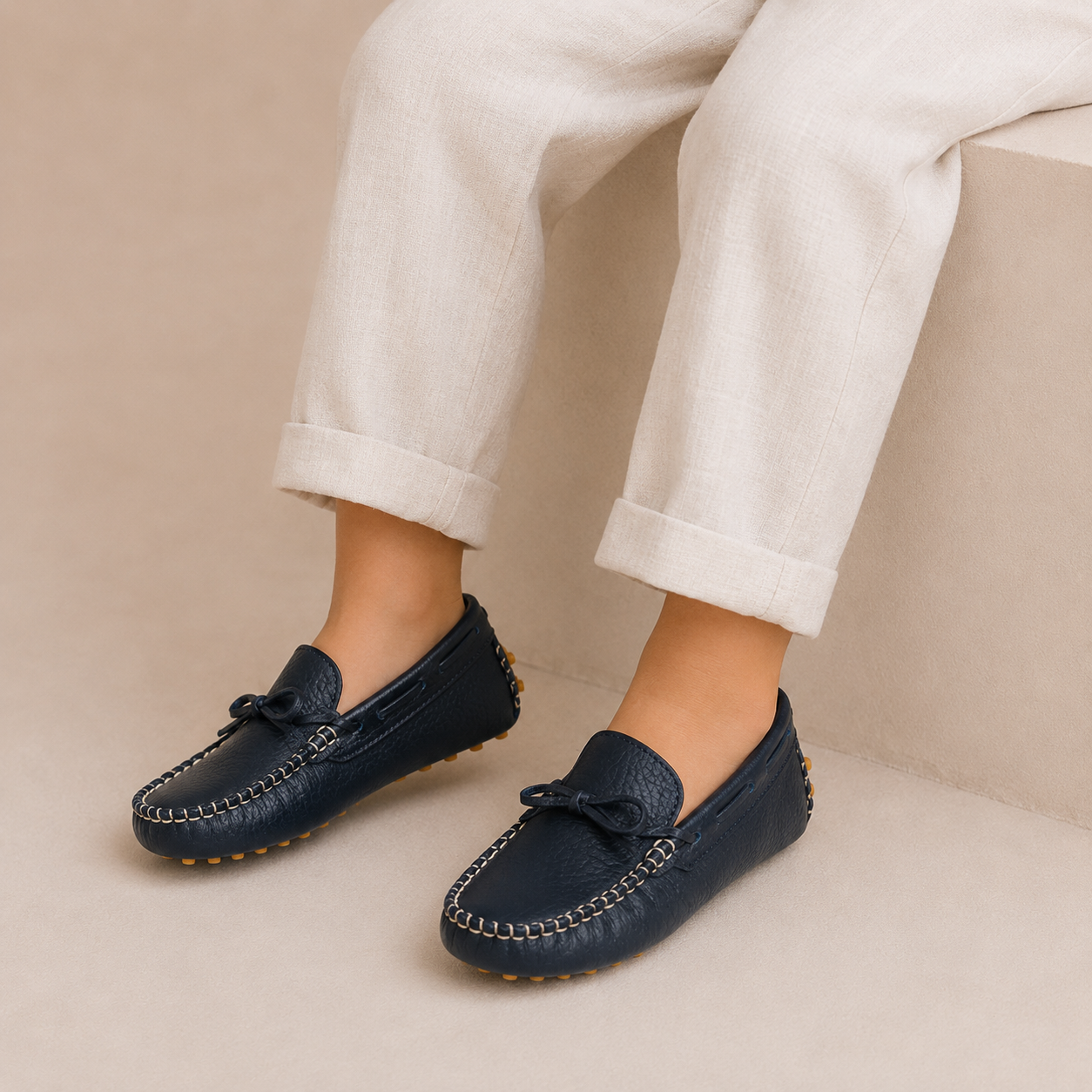 Baby Driver Loafer | Navy Blue Leather