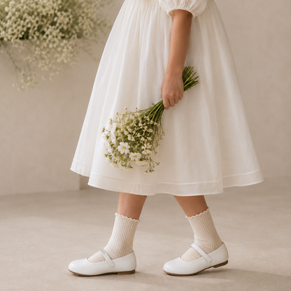 Aria Ballet Flat | White Leather