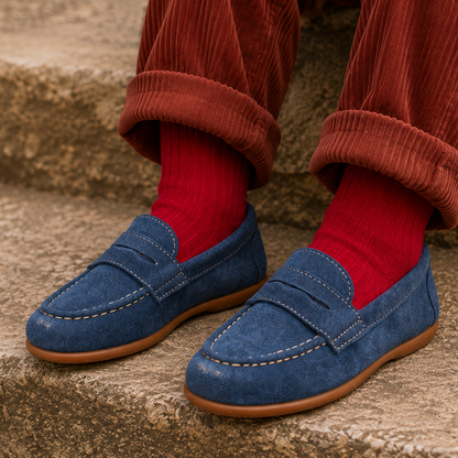 Mocassins Penny en daim et denim