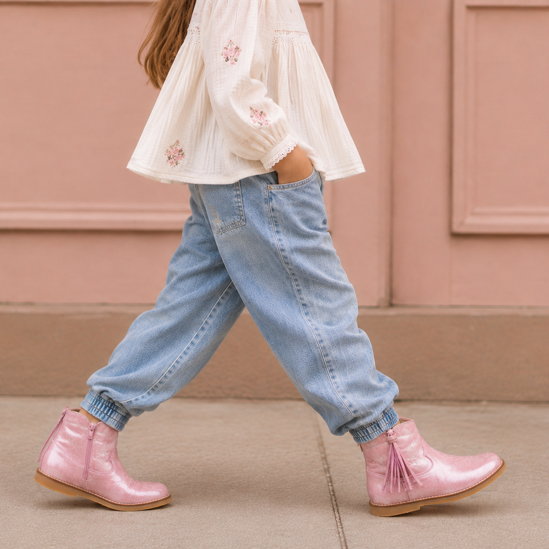Bottes Hannah en daim rose métallisé