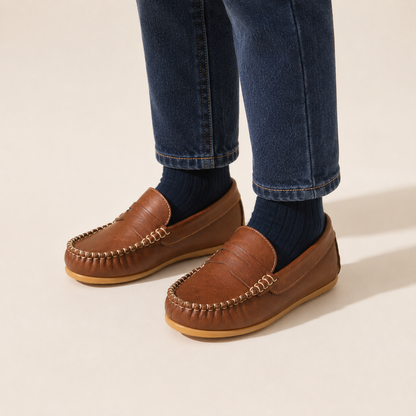 Alex Driver Moccasin | Natural Brown Leather