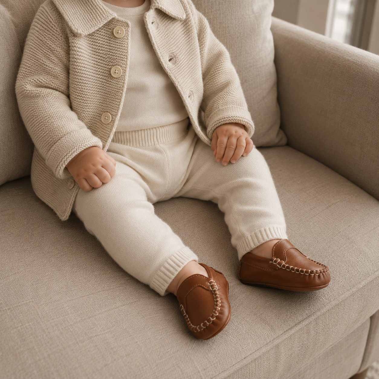 Mocassin pour bébé marron naturel