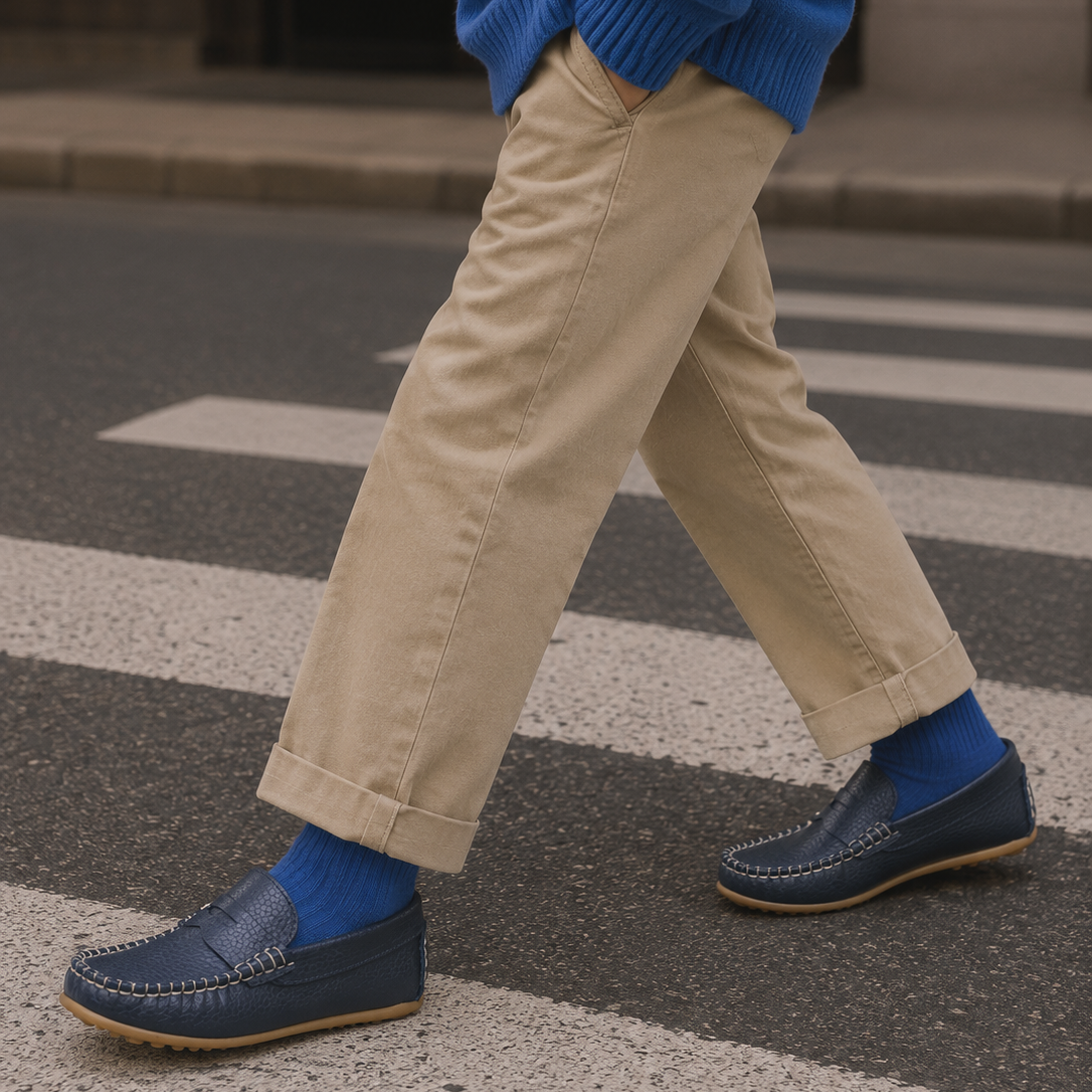 Alex Driver Moccasin | Blue Leather