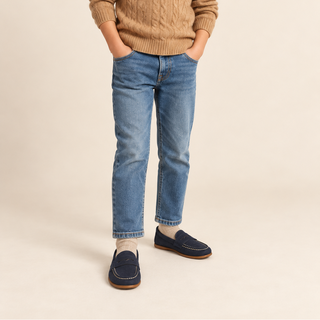 Suede Penny Loafer | Navy