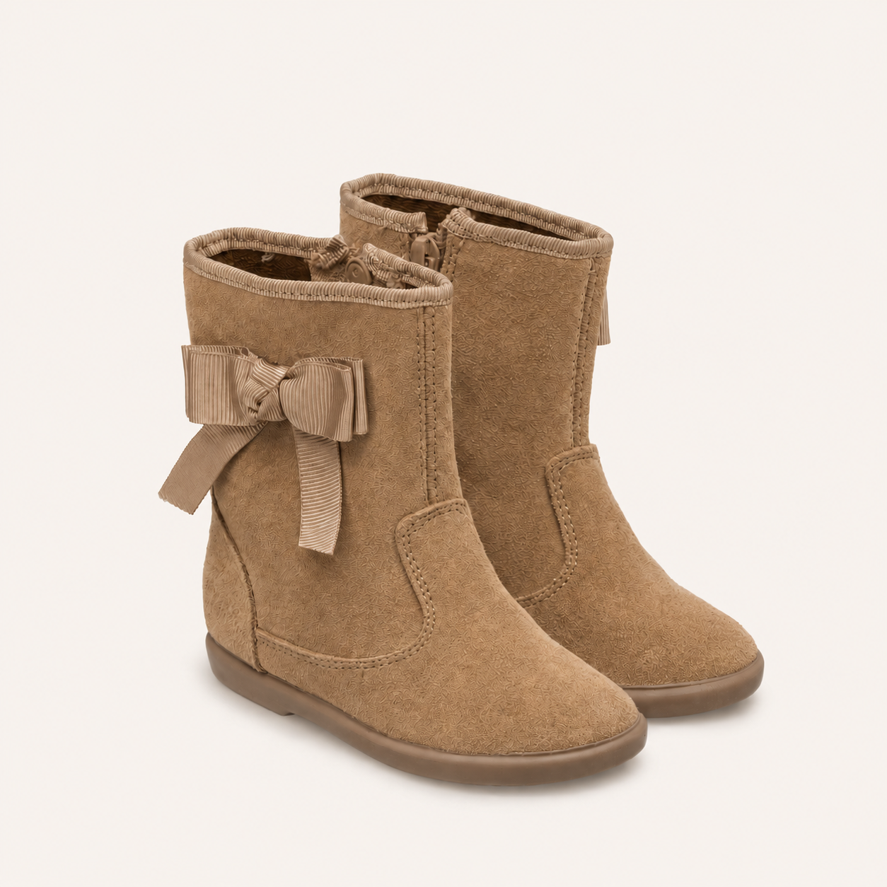 Boots with Bow Suede | Beige