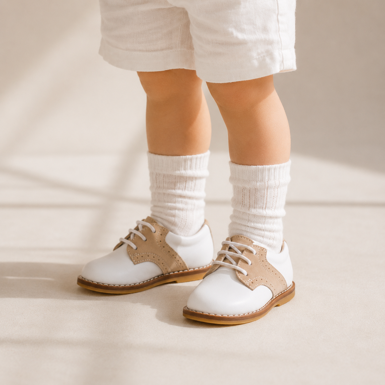 Chaussures de golf pour tout-petits, blanches et ivoire