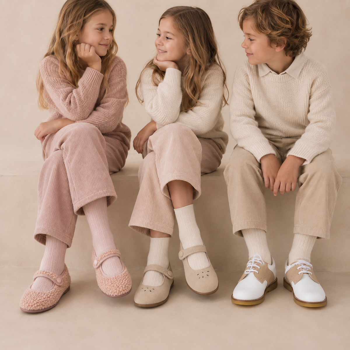 Mary Jane en peau lainée beige
