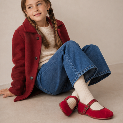 Isa Velvet Mary Jane | Red